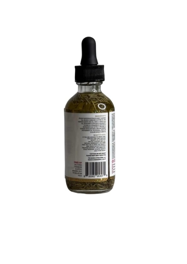 The Mane Attraction Extra Strength Rosemary + Fenugreek Herbal Hair Growth Oil | Infused With Castor Oil for ALL Hair Types Mini, 2oz
