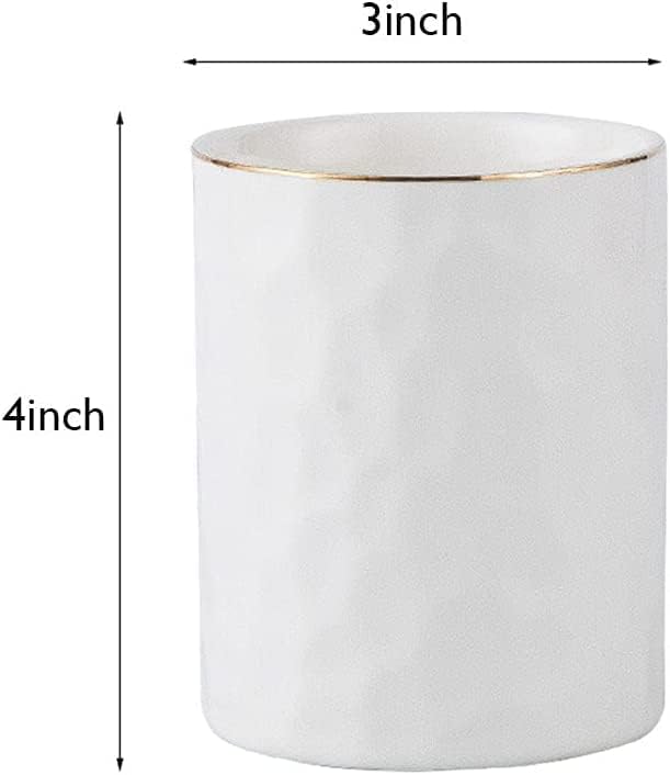 HANKOR Ceramic Pen Holder Cup Pencil Holder for Desk, Makeup Brush Holder Organizer for Office Home, White
