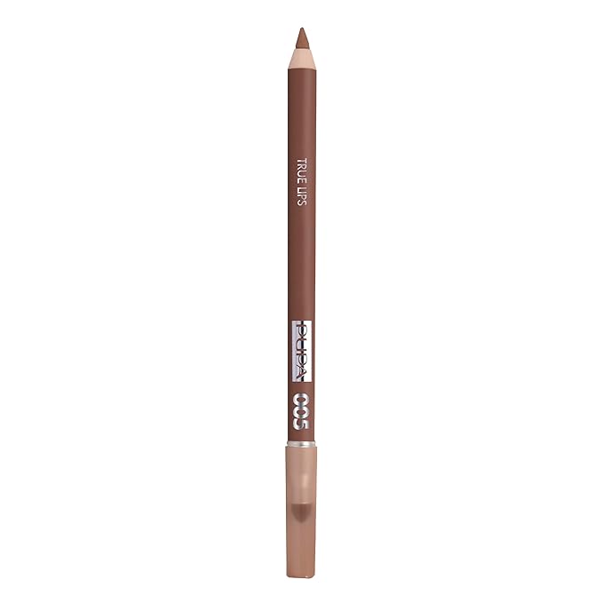 Pupa Milano True Lips Blendable Lip Contour Pencil - Dual-Ended Matte Lining Color and Brush - Creamy, Hydrating, High Pigment, Smudge Proof Formula - Paraben Free - 005 Raw Sienna Sand - 0.042 oz