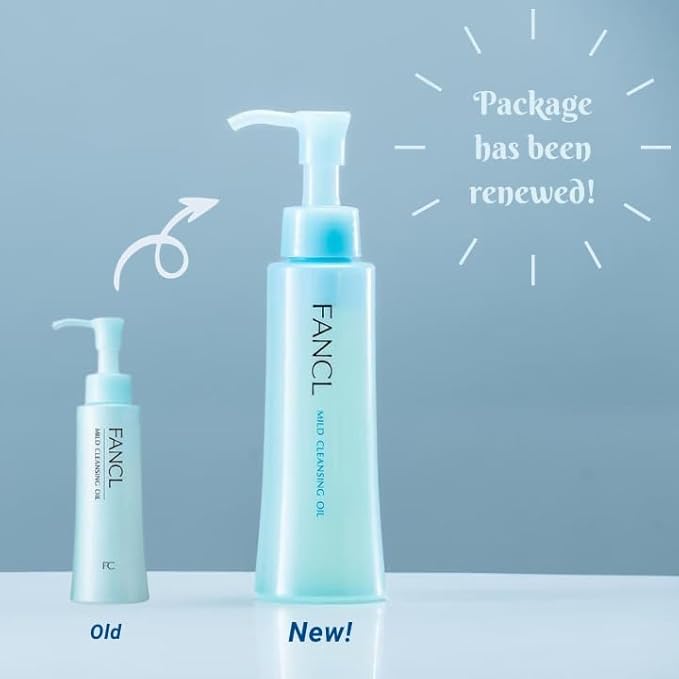 FANCL Mild Cleansing Oil, Japanese Facial Cleansing Oil, Makeup Remover, Oil Cleanser, 100% Preservative Free, Clean Skincare for Sensitive Skin (1, Blue)