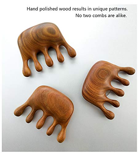 Sitronugras Natural Wood Wide Tooth Hair Comb Head Scalp Massage No Static Green Sandalwood Hair Pick Wooden Comb for Men and Women with free pouch