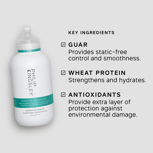 PHILIP KINGSLEY | Moisture Balancing Combination Shampoo | Hydrating for Dry and/or Oily Hair | Anti-Frizz, Antioxidant Shampoo that Hydrates and Adds Shine | 8.4oz