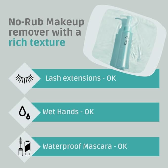 FANCL Mild Cleansing Oil, Japanese Facial Cleansing Oil, Makeup Remover, Oil Cleanser, 100% Preservative Free, Clean Skincare for Sensitive Skin (1, Blue)