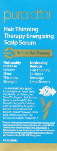 PURA D'OR Scalp Therapy Energizing Scalp Serum Revitalizer (4oz) with Argan Oil, Biotin, Caffeine, Stem Cell, Catalase & DHT Blockers, All Hair Types, Men & Women (Packaging may vary) (Pack of 2)