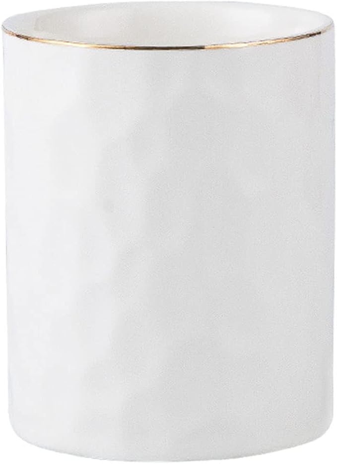 HANKOR Ceramic Pen Holder Cup Pencil Holder for Desk, Makeup Brush Holder Organizer for Office Home, White
