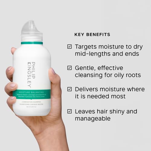 PHILIP KINGSLEY | Moisture Balancing Combination Shampoo | Hydrating for Dry and/or Oily Hair | Anti-Frizz, Antioxidant Shampoo that Hydrates and Adds Shine | 8.4oz