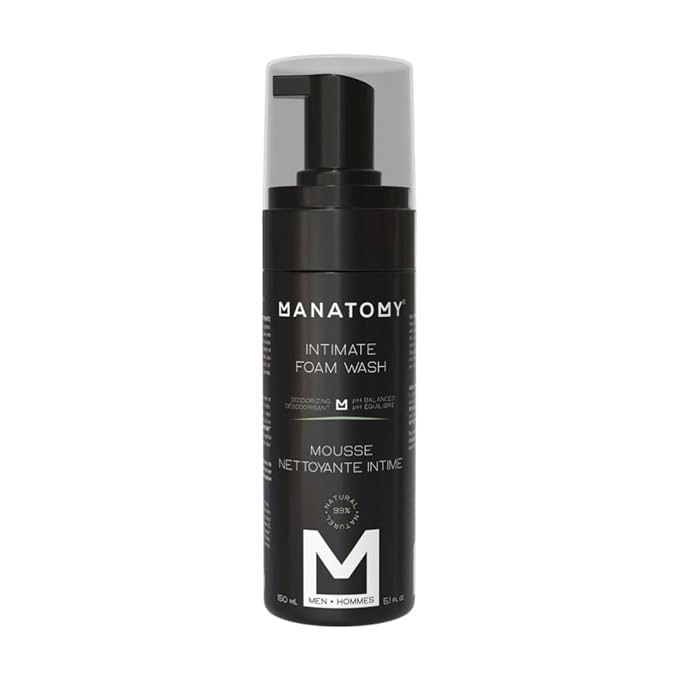 MANATOMY® Intimate Foam Wash for Men, Ball Wash, pH-Balanced Gentle Cleanser, Hydrating Aloe Vera & Witch Hazel Formula, Refreshing & Soothing Intimate Care, Signature Masculine Scent, 150ml