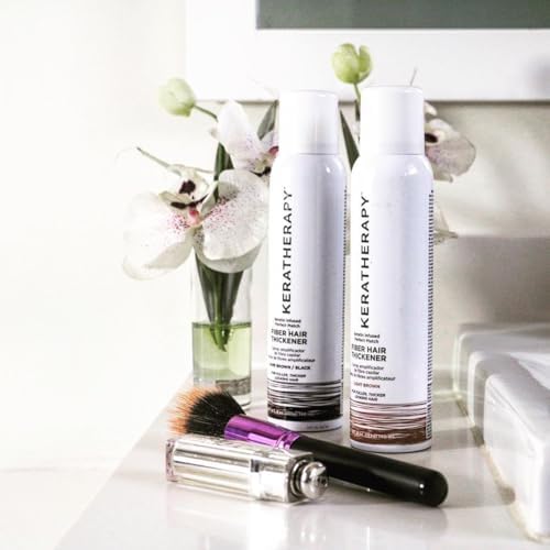 Keratherapy Keratin Infused Perfect Match Fiber Hair Thickener Spray, Dark Brown to Black, 4 fl. oz., 140 ml - Volumizing, Thickening, & Concealing Hairspray for Scalp Coverage, Roots & Thinning Areas