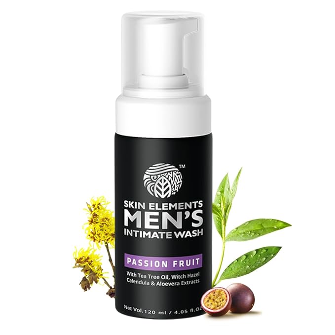 Skin Elements Intimate Wash for Men with Passion Fruit (4.05 Fl Oz) | pH Balanced Foaming Intimate Wash | Prevents Itching, Irritation & Bad Odor |