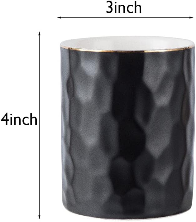 HANKOR Ceramic Pen Holder Cup Pencil Holder for Desk, Makeup Brush Holder Organizer for Office Home, Black