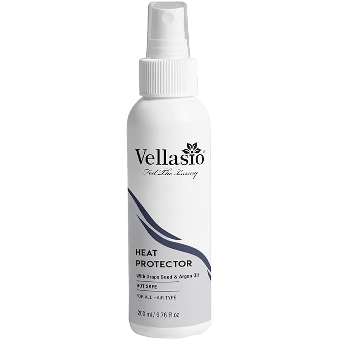 VELLASIO Heat Protection Spray: Argan & Grapeseed Oil, Sulfate-Free, Paraben-Free. Protects Hair Up to 230°C, Vegan, Straightening, Smoothing, Shine for All Hair Types