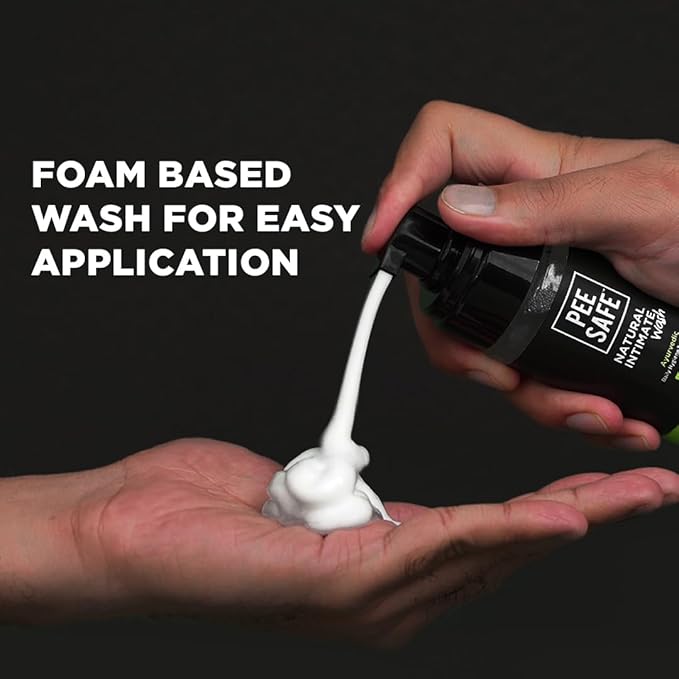 Men's Intimate Wash by PEESAFE | Natural Intimate Wash for Men with Refill (13.52 Fl.Oz) | with Tea Tree Essential Oil | Ayurvedic | pH Balanced Foam based | Ball Washer for Men