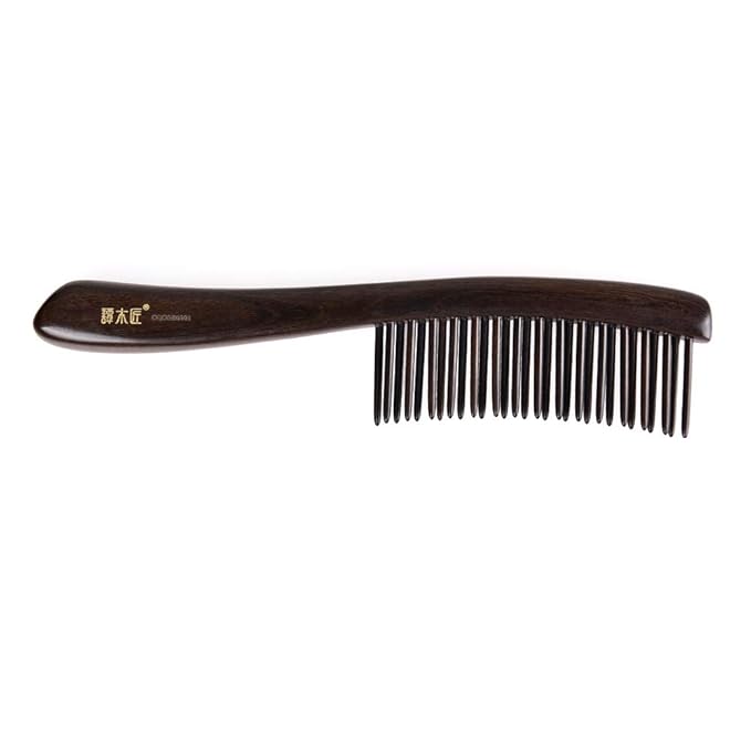 TAN MUJIANG Wooden Hair Comb Wide-tooth Inserted Teeth for Women Curly Hair (CQCGB0101)