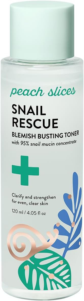 Peach Slices - Snail Rescue Blemish Busting Toner (4.05 oz) - 95% Snail Mucin Concentrate - Clarify, Strengthen, Balance - Hyaluronic Acid & CICA - Vegan & Cruelty Free - Korean Skin Care & Beauty