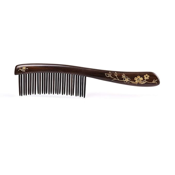 TAN MUJIANG Wooden Hair Comb Wide-tooth Inserted Teeth for Women Curly Hair (CQCGB0101)