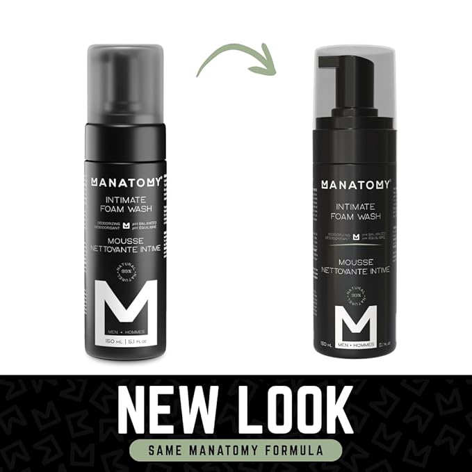 MANATOMY® Intimate Foam Wash for Men, Ball Wash, pH-Balanced Gentle Cleanser, Hydrating Aloe Vera & Witch Hazel Formula, Refreshing & Soothing Intimate Care, Signature Masculine Scent, 150ml