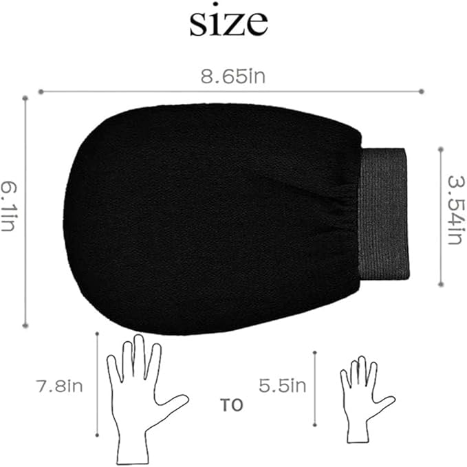 ABC Body Exfoliating Glove Polishing Mitt Body Scrubber Scrub Remover- Shower Skincare (Black) Pack of 1