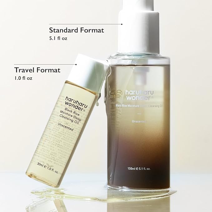 HARUHARU wonder Black Rice Moisture Cleansing Oil, Travel Size, Double Cleansing, Daily Makeup remover, Pore Oil Cleanser, Korean Skincare, Non-comedogenic, Holiday Stocking Stuffer, 1.0 fl oz