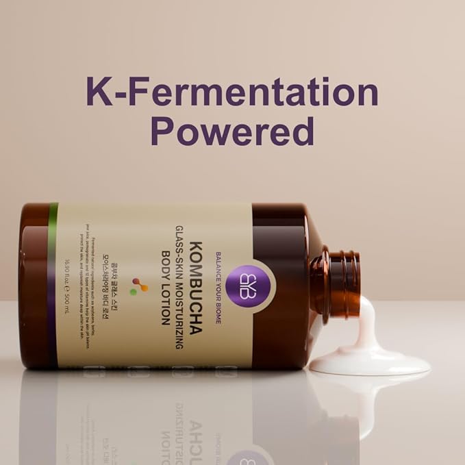 Kombucha Glass-Skin Moisturizing Body Lotion, Fermented soybeans, barley, pear juice, pomegranate,12 types of Vitamin. pH balance, K-Beauty,16.9 fl.oz.500ml,No Silicone.Mesh-like texture wraps skin.