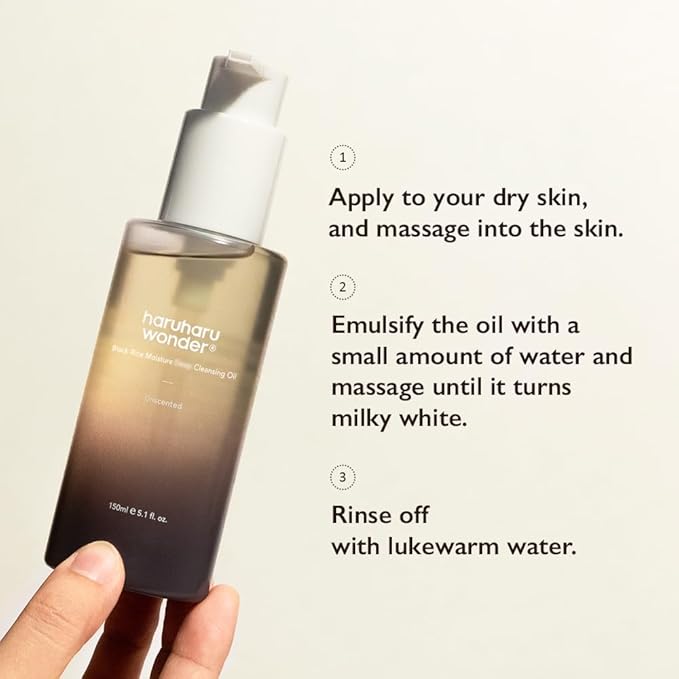 HARUHARU wonder Black Rice Moisture Cleansing Oil, Travel Size, Double Cleansing, Daily Makeup remover, Pore Oil Cleanser, Korean Skincare, Non-comedogenic, Holiday Stocking Stuffer, 1.0 fl oz