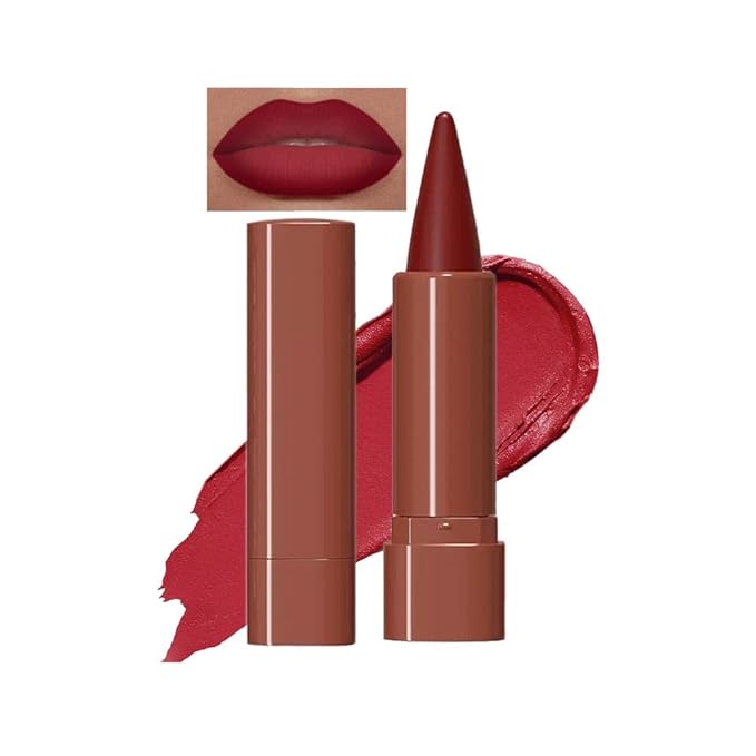 2-in-1 Gradient Red Lip Liner & Lipstick, Waterproof Long Lasting Matte Dark Red Lip Liner Pencil, Makeup Smudge proof lip liner with Cone Tip (07#-Vivid Auburn)