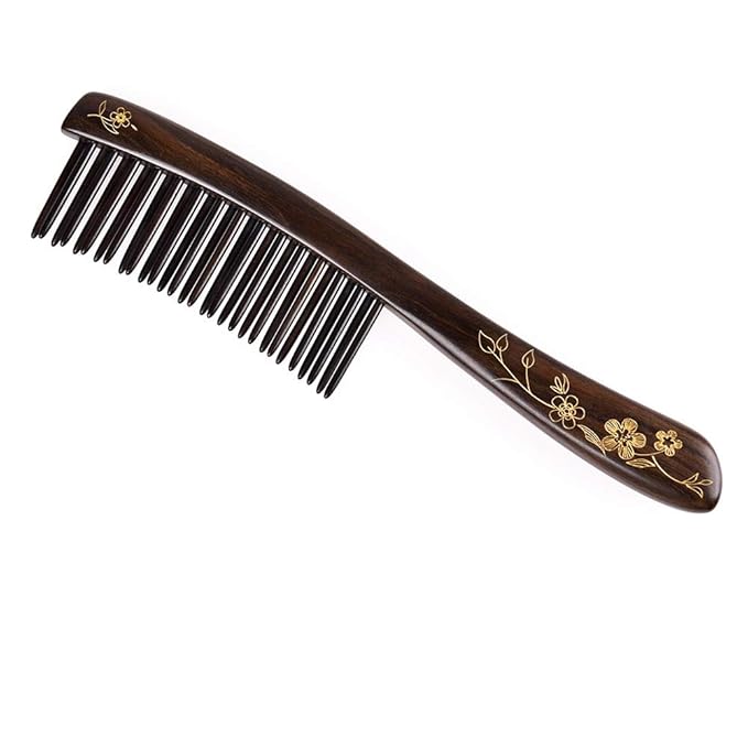 TAN MUJIANG Wooden Hair Comb Wide-tooth Inserted Teeth for Women Curly Hair (CQCGB0101)