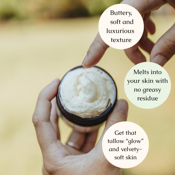 Hearth and Homestead: Handmade Whipped Tallow Balm (Herb-Infused/Unscented) - Large Jar - 2.6 oz