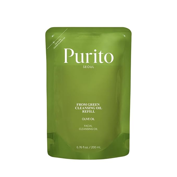 PURITO From Green Cleansing Oil Refill, Fragrance-Free Makeup Remover for Face & Eyes, Gentle Vegan Oil Cleanser for Sunscreen & Waterproof Makeup, Cruelty-Free Korean Skin Care