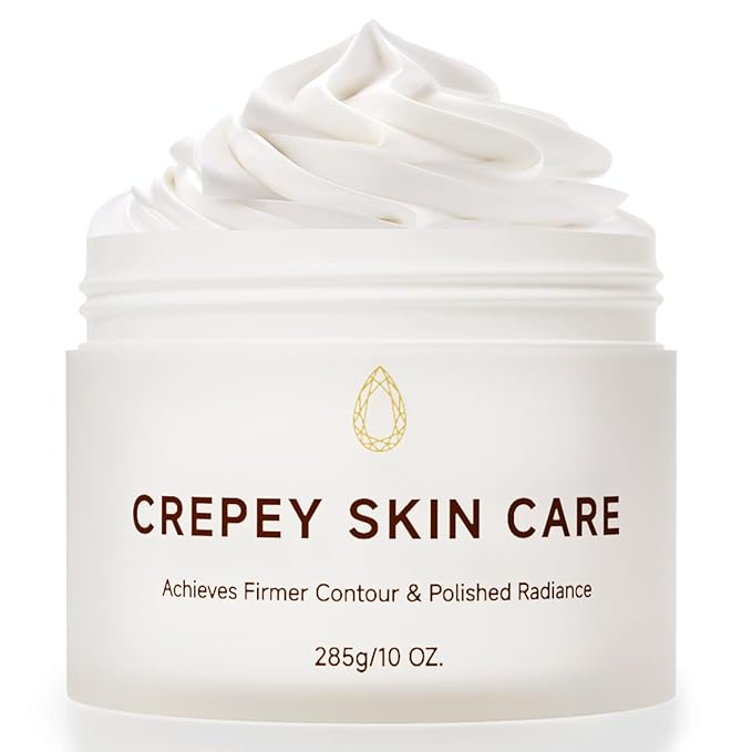 Crepe Firming Body Cream, Extra Large Size Body Skin Cream Lotion for Aging Crepe Skin Improve Natural Elastin with Collagen Production for Neck Arms Leg Deeply Moisturizer Cream, 10 oz