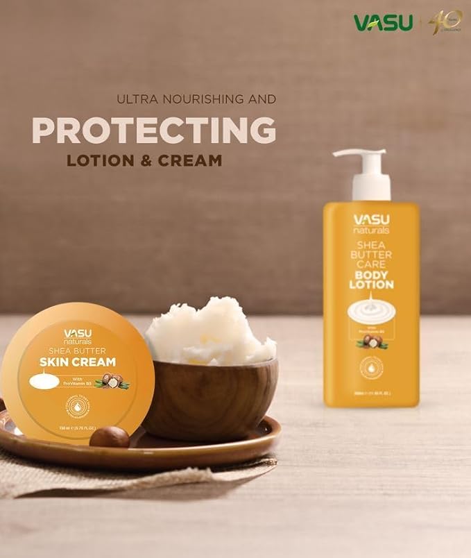 Vasu Shea Butter skin cream for Dry Skin, 24-Hour Moisturization with Argan Oil & Pro Vitamin B5 - Non-Greasy body moisturizers for skincare, Lightweight & Nourishing -4.73 fl oz each (pack of 2)