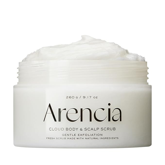 Arencia Fresh Cloud Sea Salt Body & Scalp Scrub (White) - Gentle Exfoliation for Softer, Refreshed Skin and Scalp, Korean Skin Care