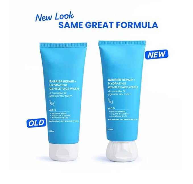 "DOT N & Key" Barrier Repair Hydrating Face Wash with 5 Ceramides, Hyaluronic Acid, pH 5.5, For Normal, Dry & Sensitive Skin, 100ml