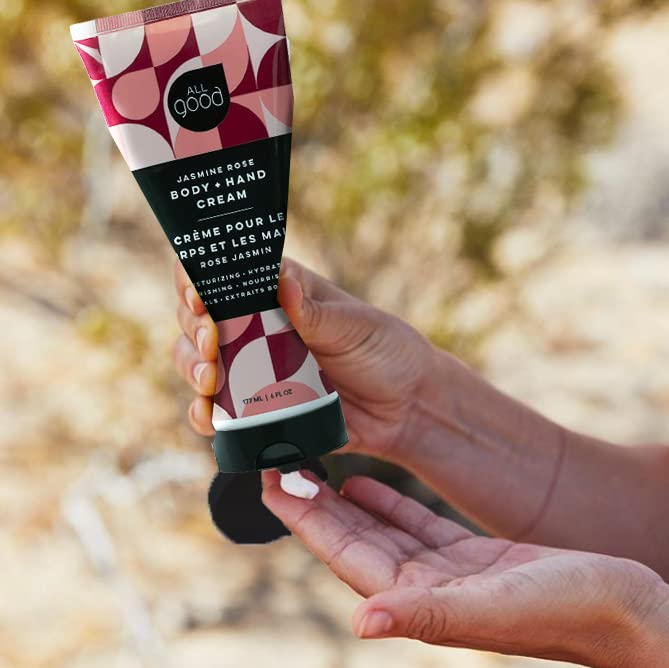 All Good Hand & Body Lotion - Moisturizing Organic Lotion for Dry Skin - Jasmine Oil, Cocoa Butter, Rosehip Oil, Arnica, Vitamin E - Non-Greasy Body Butter, 6 fl oz (3-pack, Jasmine Rose)