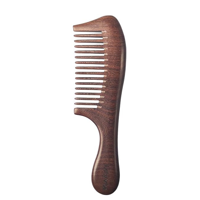 Letyvba Wooden Comb – Medium Tooth Anti-static Wooden Hair Comb for Curly, Wet, Long Hair