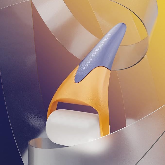 ROSELYNBOUTIQUE Ice Roller for Face Wrinkles Fine Lines Puffiness Stick Massager Facial Skin Care Tools Self Care Gifts for Men Women (Orange Blue)