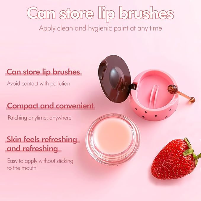 1 Pack Fruit Lip Balm, Moisturizing & Smoothing Lip, Hydrate Repair Prevent Dry Cracked Lip Sleeping Lip Mask, Effective Reduces Lip Lines Lip Care (Strawberry)
