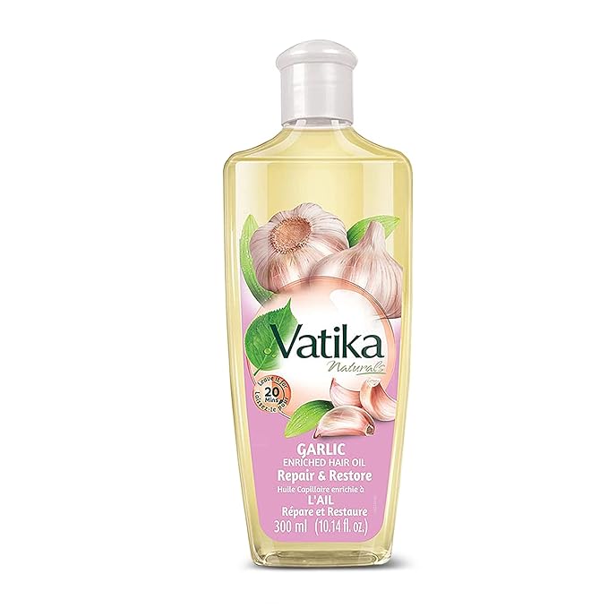 Dabur Vatika Naturals Enriched Hair Oil, Natural Moisturizing, Strengthening & Serum for Healthy Scalp, Nourishing Hair Oil for Soft, Manageable, Smooth & Silky From Root to Tip (Garlic)