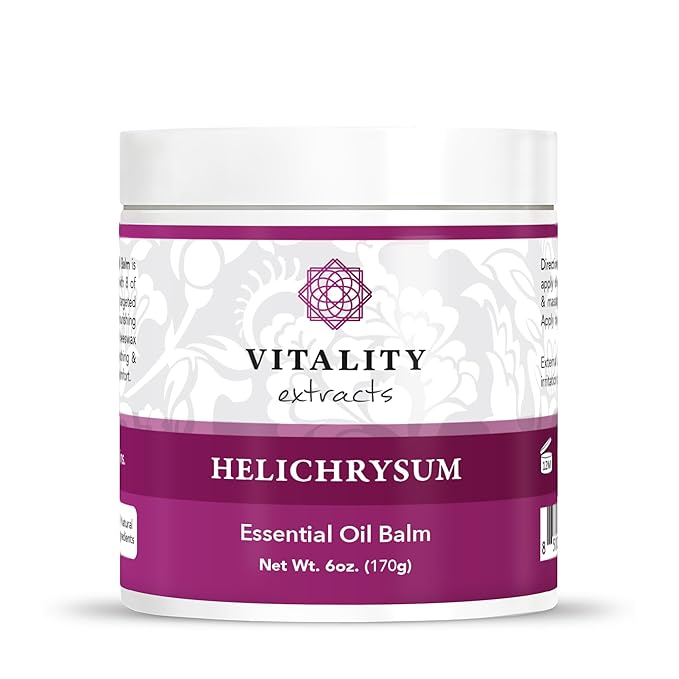 Vitality Extracts Helichrysum Balm - 6oz, Helichrysum Gymnocephalum, Beeswax, Almond Oil, Ultra-Moisturizing, Skin Healing, Full Body Hydration
