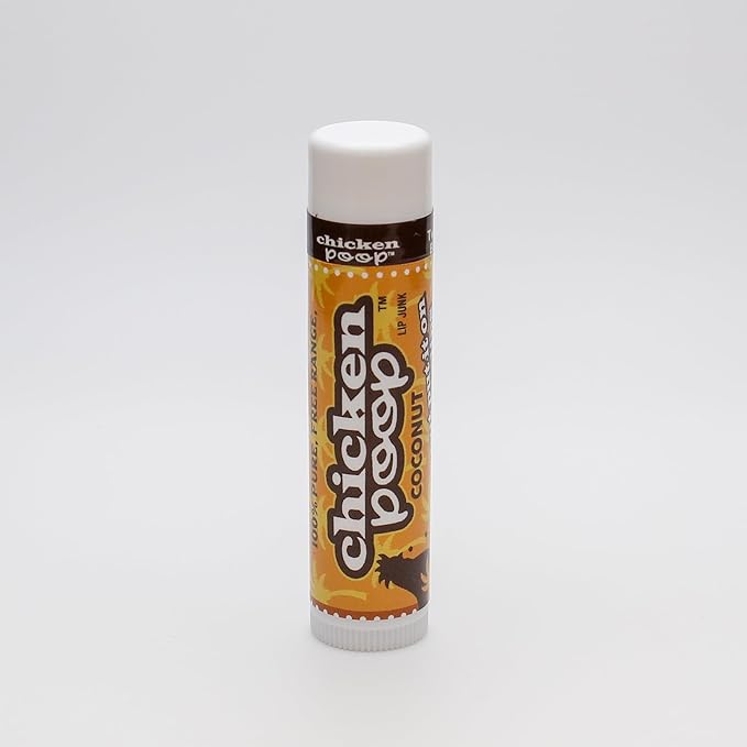 .15 oz. Chicken Poop® COCONUT FLAVOR Lip Junk for Dry, Chapped Lips, SINGLE LIP BALM