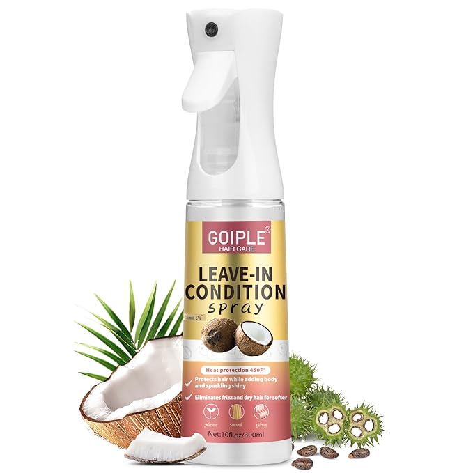 Leave In Conditioner & Heat Protectant Spray Smooth Flyaways Add Shine - 450 'F Heat Protectant Spray Frizz Control Thermal Pretection Enhancer Blow-Dry Support Thermal Styling Mist for All Hair Types