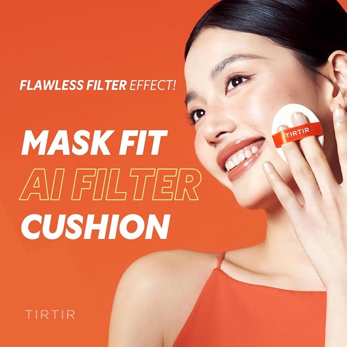 [*Mini Size*] TIRTIR Mask Fit Ai Filter Cushion Foundation | AI-Like Semi-Matte Finish - Up to 72-Hour Medium to Full Coverage Korean BB Cushion Make up Beauty, #22N Shell Beige, 0.15 Fl Oz