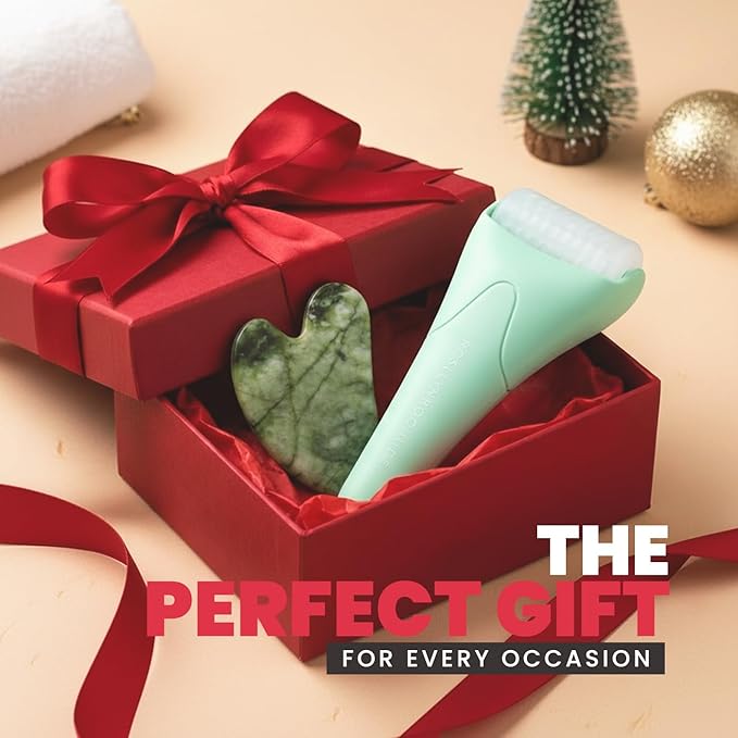 ROSELYNBOUTIQUE Ice Roller for Face & Gua Sha Facial Tools - Wrinkles Fine Lines Puffiness Massager Facial Skin Care Tools Self Care Gifts for Men Women (Green)