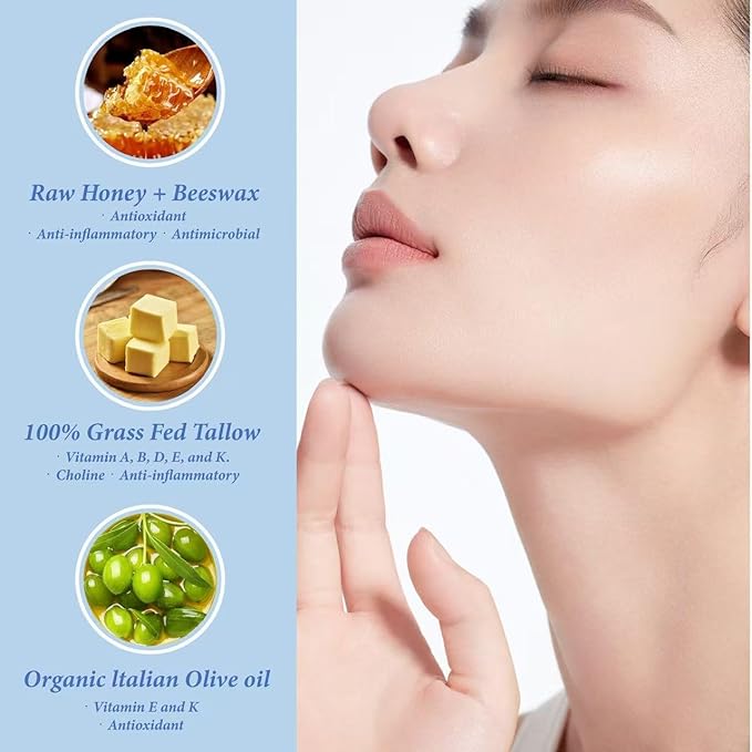 2025 New Marromi Beef Tallow for Skin, Marroomi Tallow Honey Balm, Maroomi Organic Grass-Fed Beef TallowBalm with Raw Honey, Deeply Moisturizes the Skin, Natural Formula for Face, Lip and Body (2)