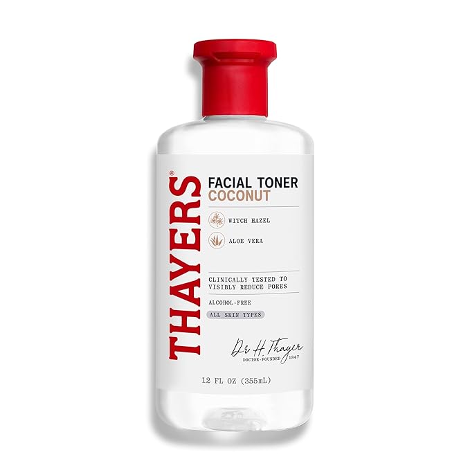 THAYERS Alcohol-Free, Hydrating Coconut Water Witch Hazel Facial Toner with Aloe Vera Formula, Vegan, Dermatologist Tested and Recommended, 12 Oz (Packaging May Vary)