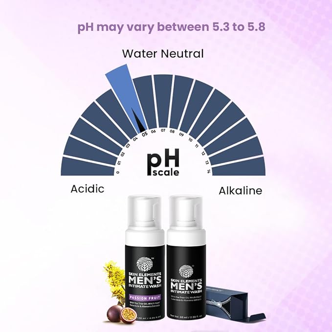 Skin Elements Men's Intimate Wash Combo | Pack of 2 | Jabon Intimo Hombre | Tea Tree Oil + Passion Fruit | pH Balanced Foaming Wash | Soothes, Refreshes & controls Bad Odor | (240 ml)