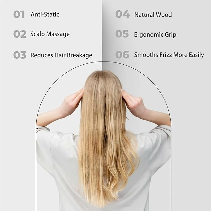 Letyvba Wooden Comb – Wide Tooth Anti-static Wooden Hair Comb for Curly, Wet, Long Hair