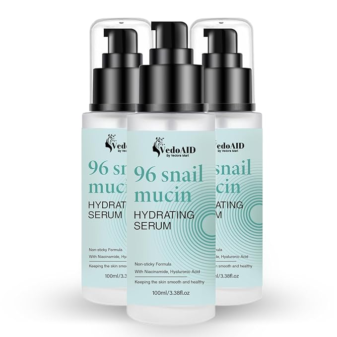 (3Pc) VedoAID Snail Mucin 96% Repair Essence: Advanced Hydrating Serum for Skin Repair, Anti-Aging, and Discoloration Correction (100ml each)