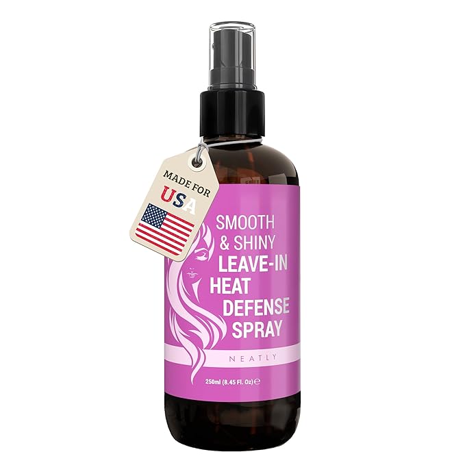 NEATLY Leave-In Keratin Heat Protectant Spray for Hair for Dry, Damaged, Frizzy Hair - Nourishing Formula, Frizz Control, Humidity Shield - No Parabens, Sulfates or Phthalates, 8.5 Oz