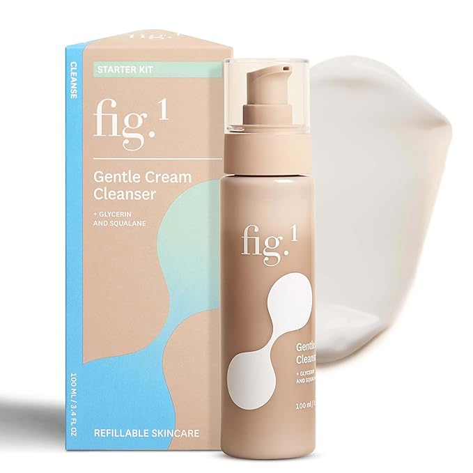 Fig.1 Hydrating Facial Cleanser for Women | Gentle Cleanser Face Wash with Glycerin & Squalane | Non-Drying, Fragrance-Free Formula for Sensitive Skin | 3.4 oz Refillable Bottle