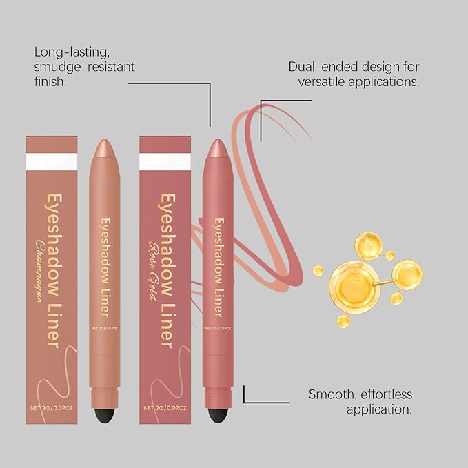 Mitlume Perfect Color Duo-Shadow Liner 2-in-1 Eyeliner & Eyeshadow,Chiura Plum Eyeshadow Stick,Waterproof Smudge-Proof Long-Lasting Makeup, Effortless Smoky or Natural Eye Makeup,Easy to Color(06+03)